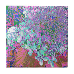Elegant Aqua en Paarse Limelight Hydrangea Detail Tegeltje