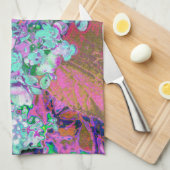 Elegant Aqua en Paarse Limelight Hydrangea Detail Theedoek (Quarter Fold)