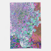 Elegant Aqua en Paarse Limelight Hydrangea Detail Theedoek (Verticaal)