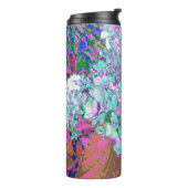 Elegant Aqua en Paarse Limelight Hydrangea Detail Thermosbeker (Gedraaid links)