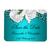 Elegant Aqua en White Roses Wedding Save the Date Magneet (Horizontaal)