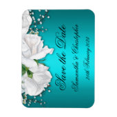 Elegant Aqua en White Roses Wedding Save the Date Magneet (Verticaal)