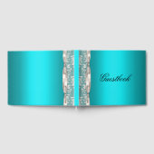 Elegant Aqua en White Satin Ribbon Wedding Gastenboek (Volledig)
