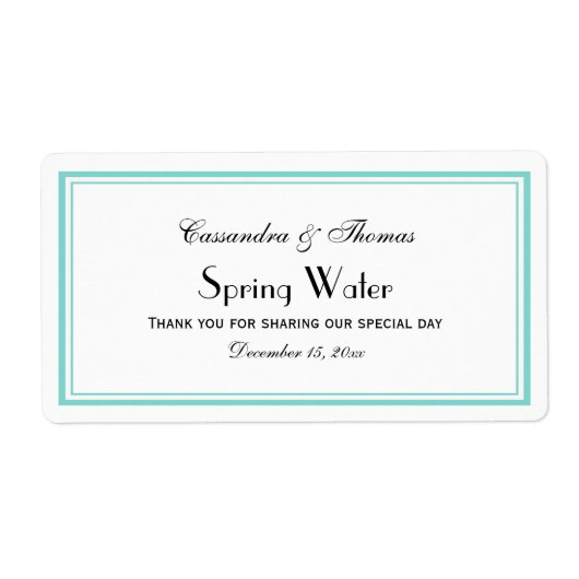 Elegant Aqua Flaced H Water Flacon Etiket (Voorkant)