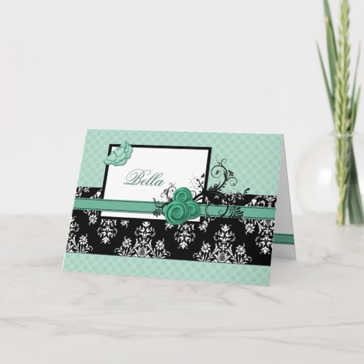 elegant aqua floral Business Hartelijk dank Bedankkaart (Voorkant)