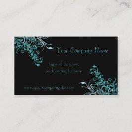 Elegant Aqua Floral Embellied Visitekaartje