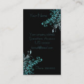 Elegant Aqua Floral Embellied Visitekaartje (Achterkant)