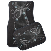 Elegant Aqua Floral en Black Marble Design