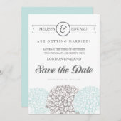 Elegant Aqua Floral Save the Date Digital Invite (Voorkant / Achterkant)