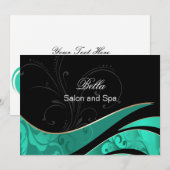 elegant aqua floure Business - Hartelijk dank voor Bedankkaart (Voorkant / Achterkant)