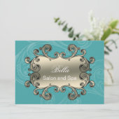 elegant aqua floure Business - Hartelijk dank voor Bedankkaart (Staand voorkant)