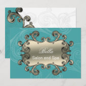 elegant aqua floure Business - Hartelijk dank voor Bedankkaart (Voorkant / Achterkant)