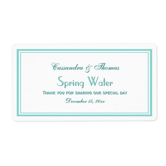 Elegant Aqua Framed 2H Waterfles Label (Voorkant)