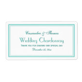 Elegant Aqua Framed 2H Wine Flacon Etiket (Voorkant)