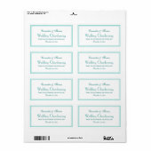 Elegant Aqua Framed 2H Wine Flacon Etiket (Full Sheet)