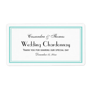 Elegant Aqua Framed H Wine Fles Label