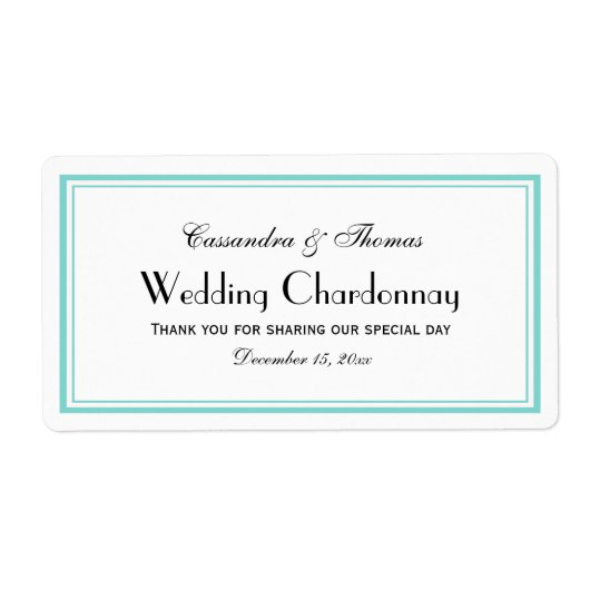 Elegant Aqua Framed H Wine Fles Label (Voorkant)