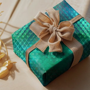 Elegant aqua gebrandschilderde geometrische vorm cadeaupapier