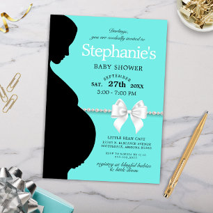 Elegant Aqua Glam Tiffany Theme Baby shower Kaart