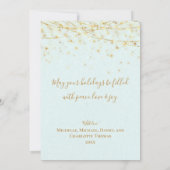 Elegant Aqua Gold Ornamenten Merry Kerstmis Kaart (Achterkant)