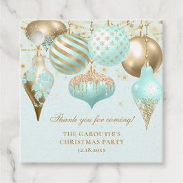 Elegant Aqua Gold Ornaments kerstfeest Bedankjes Labels