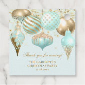 Elegant Aqua Gold Ornaments kerstfeest Bedankjes Labels (Achterkant)