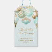 Elegant Aqua Gold Ornaments kerstfeest Cadeaulabel (Voorkant)