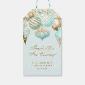 Elegant Aqua Gold Ornaments kerstfeest Cadeaulabel (Achterkant)