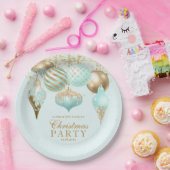 Elegant Aqua Gold Ornaments kerstfeest Papieren Bordje (Feest)