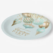 Elegant Aqua Gold Ornaments kerstfeest Papieren Bordje (Gekanteld)