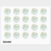 Elegant Aqua Gold Ornaments kerstfeest Ronde Sticker (Vel)