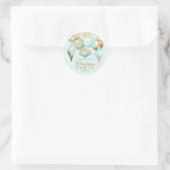 Elegant Aqua Gold Ornaments kerstfeest Ronde Sticker (Tas)