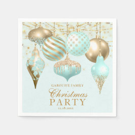 Elegant Aqua Gold Ornaments kerstfeest Servet