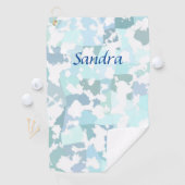 Elegant Aqua Gray en White Abstract Geometric Golfhanddoek (Insitu)