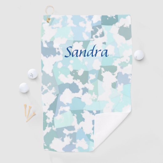 Elegant Aqua Gray en White Abstract Geometric Golfhanddoek (Insitu)