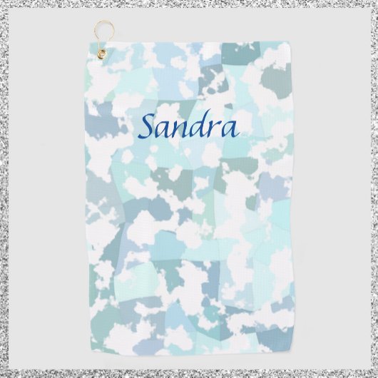 Elegant Aqua Gray en White Abstract Geometric Golfhanddoek