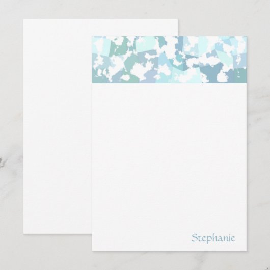 Elegant Aqua Gray en White Abstract Geometric Notitiekaartje (Voorkant / Achterkant)