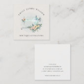 Elegant Aqua Gray Sewing Machine Floral Tailor Vierkante Visitekaartje (Voorkant / Achterkant)