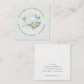 Elegant Aqua Gray Sewing Machine Floral Tailor Vierkante Visitekaartje (Voorkant / Achterkant)