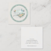 Elegant Aqua Gray Sewing Machine Floral Tailor Vierkante Visitekaartje (Voorkant / Achterkant)