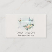 Elegant Aqua Gray Sewing Machine Floral Tailor Visitekaartje (Voorkant)