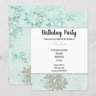 ELEGANT AQUA GREEN BLUE SILVER BIRTHDAY KAART