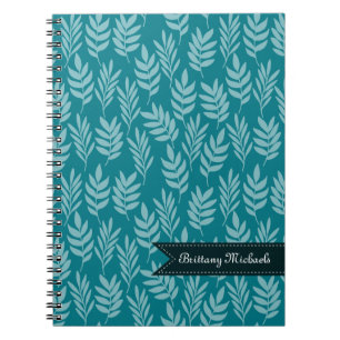 Elegant Aqua leest op Blauwgroen patroon met naam Notitieboek