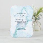 Elegant Aqua Marble Bridal Shower Kaart (Staand voorkant)