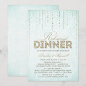 Elegant Aqua met Gold Glitter Rehearsal Dinner Kaart (Voorkant / Achterkant)