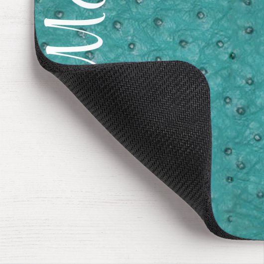 Elegant Aqua Ostrich Leather Kijk Muismat (Hoek)