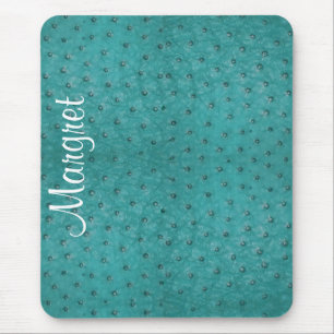 Elegant Aqua Ostrich Leather Kijk Muismat