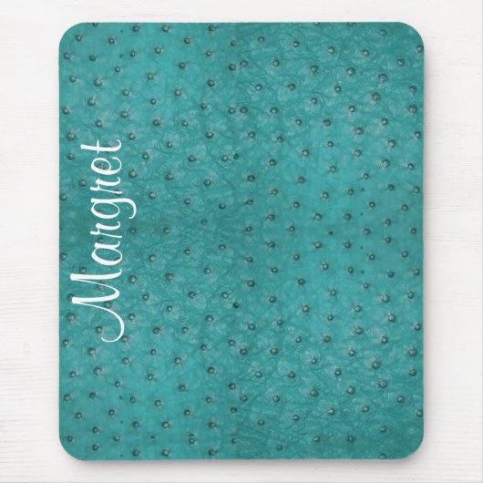 Elegant Aqua Ostrich Leather Kijk Muismat (Voorkant)