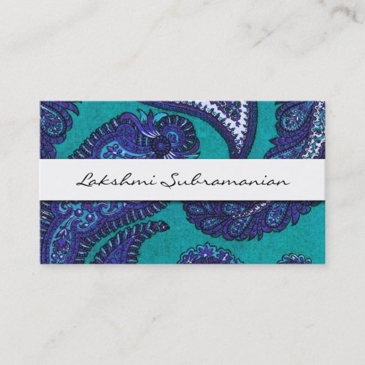 Elegant Aqua Paisley Professional Visitekaartjes (Voorkant)