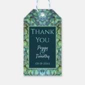 Elegant Aqua Peacock Feathers Wedding Favor Gift T Cadeaulabel (Voorkant)